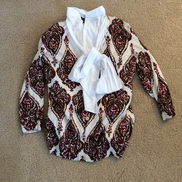 White button down with bow