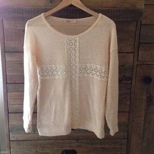 -- SOLD-- Blush pink sweater with lace detail