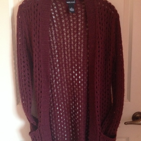 maroon cardigan