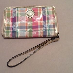 Multicolored coach wristlet