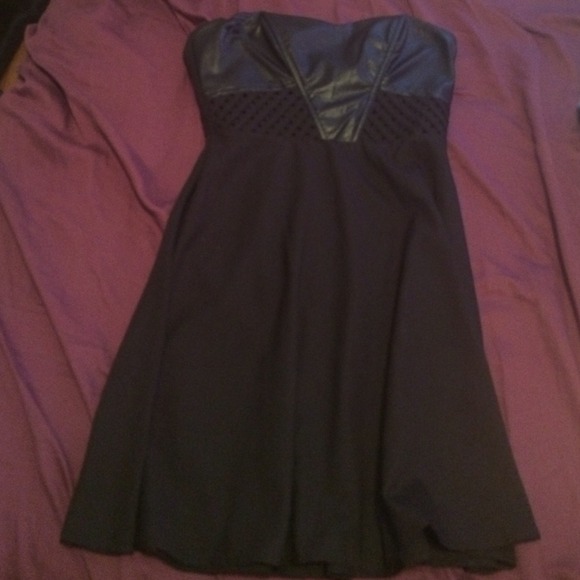 Black dress with leathery top