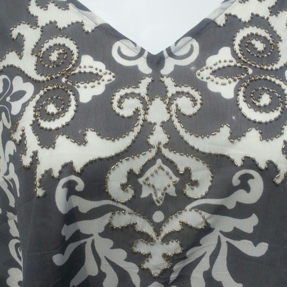 Sold Sheer plus size top gray and off white. New - Picture 2 of 4