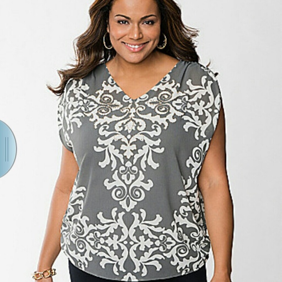 Sold Sheer plus size top gray and off white. New - Picture 4 of 4