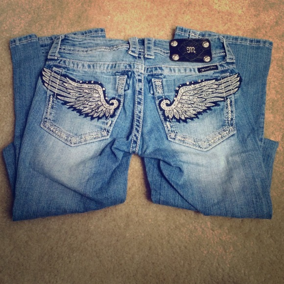 MISS ME angel wings 25 rhinestone jeans