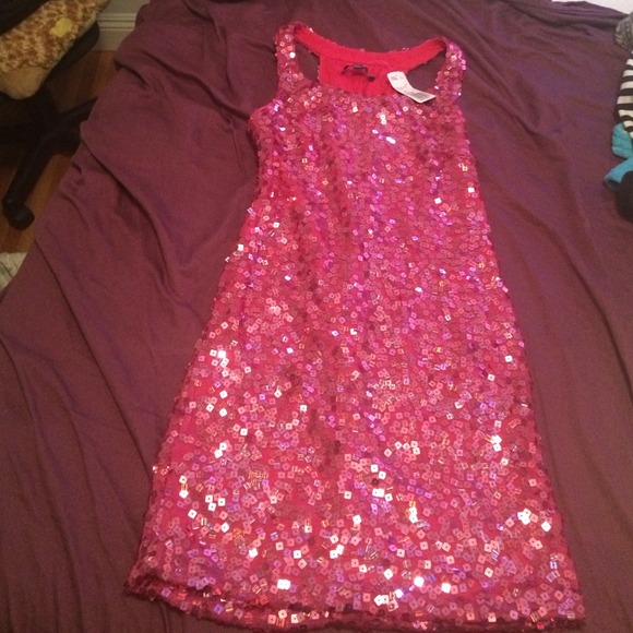 Hot pink sequin dress