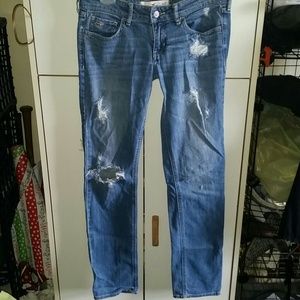 Distressed Hollister boot cut jeans!