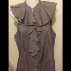 BCBG ruffle collar sleeveless shirt