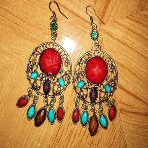 Multi colored dream catcher earrings