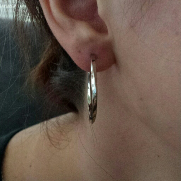 Unique twisted hoop silver earrings