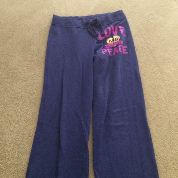 PURPLE LOVE & PEACE SWEATPANTS - Picture 1 of 1