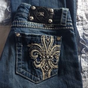 Fleur de Lis Print Miss Me Jeans