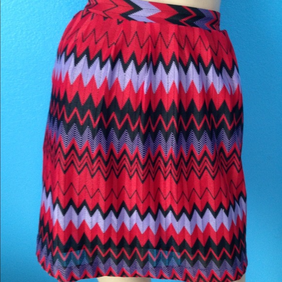 Red, violet and black Chevron skirt