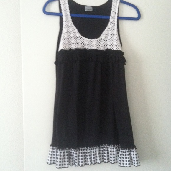 Black and White Crocheted Tank