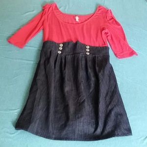 Size Large coral and Denim Dress