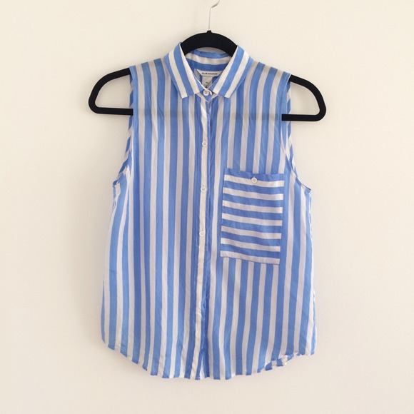 Club Monaco Tops - Club Monaco Striped Collared Button up tank