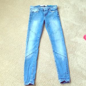 ZARA Light-wash Motorcycle Jeans