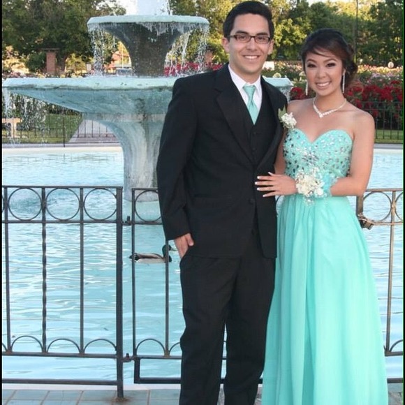 Dresses & Skirts - Turquoise/aqua Prom Dress with Beads & Crystals!