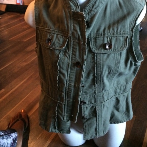 Green jean vest