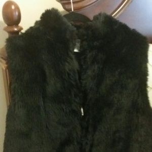 Black faux fur vest