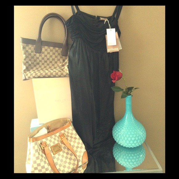 Authentic Galliano black silk cocktail dress