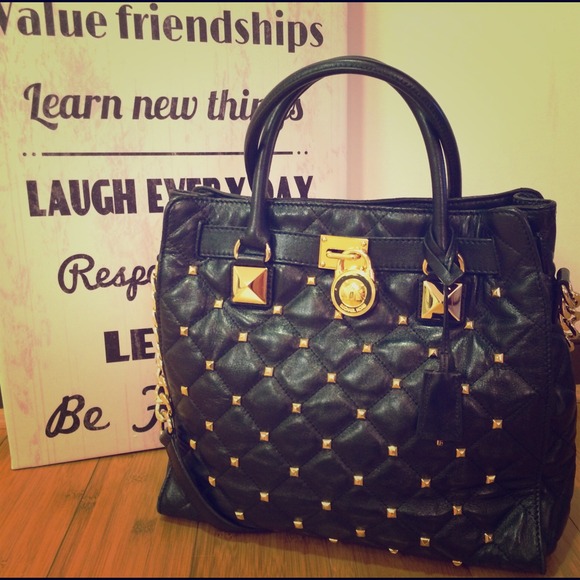 (Never Used) Michael Kors Stud Leather Tote Black