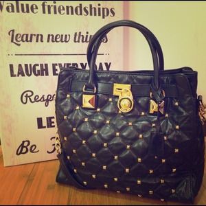 (Never Used) Michael Kors Stud Leather Tote Black