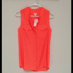 J.Crew orange sleeveless button down