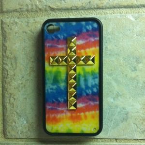 iPhone 4/4s tye dye gold stud case