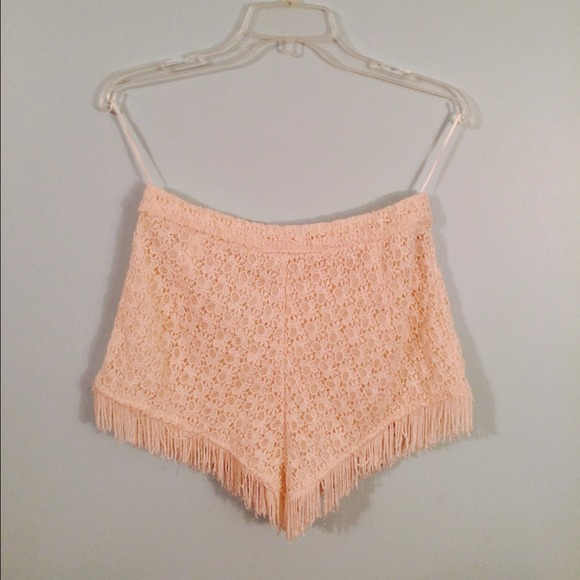 Urban Outfitters Fringe-Trim Lace Short