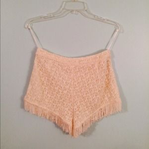 Urban Outfitters Fringe-Trim Lace Short