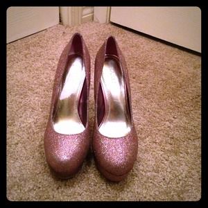 Platform purple/rose/gold glitter heels