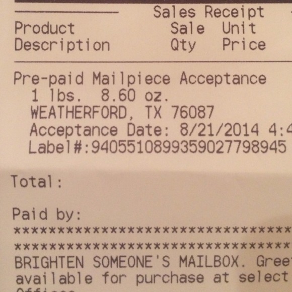 Shipping confirmation