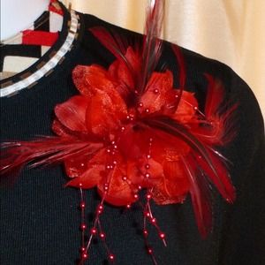 Beautiful Red & Black Flower Corsage.