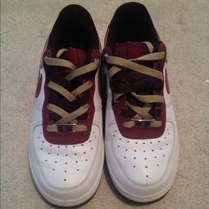 Nike Burgundy and Tan Air Force 1 Low