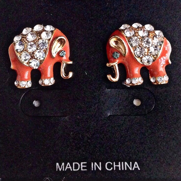 Jewelry - Tangerine Elephant Earrings