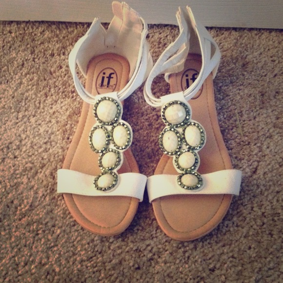 White jeweled sandals
