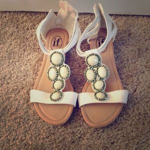 White jeweled sandals