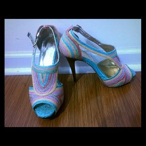 Multicolored Baker's Marisela raffia sandals