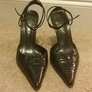 Black faux crocodile leather