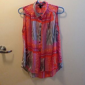 Printed Sleeveless chiffon top