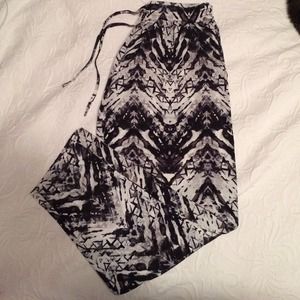 Black and white tribal jogger pants