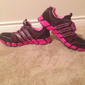 Hot pink and black Adidas climacool shoes