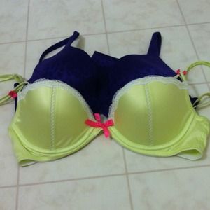 34C bra bundle purple racerback lime green push up