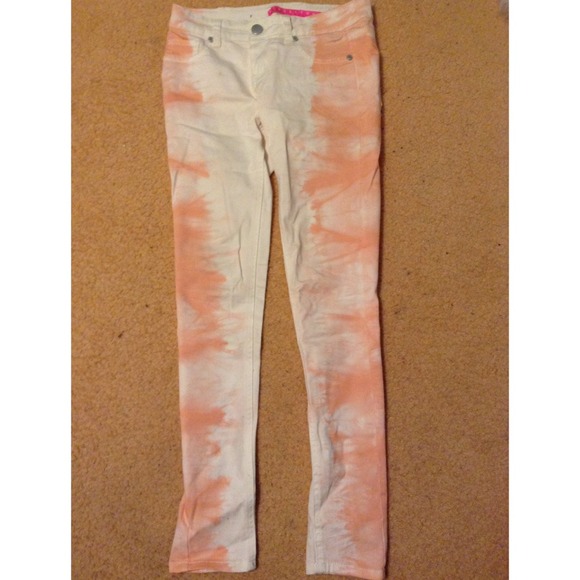 Orange and White *Tie Dye Look* Skinny Jeans