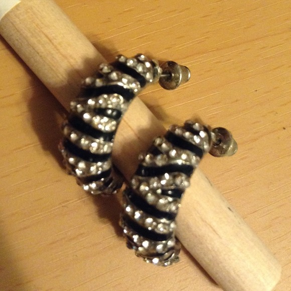 Black and White Striped Earrings