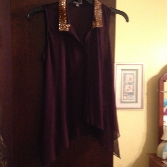 Dark purple sheer blouse - Picture 3 of 3