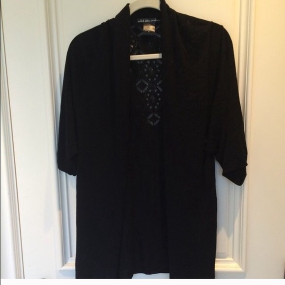 3/4 sleeve black cardigan back lace size M