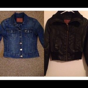 Jean jacket and leather jacket 🎀