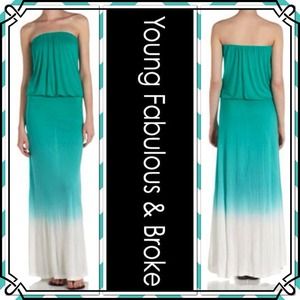 Young Fabulous & Broke Green Ombré Maxi Dress SML