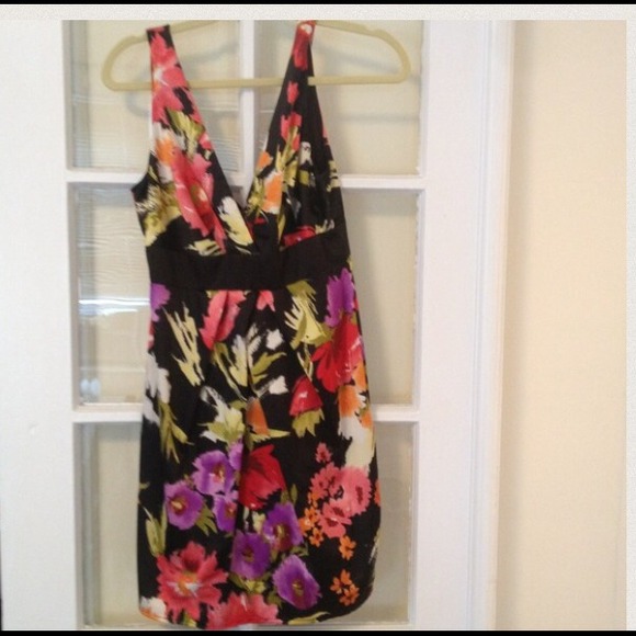 Forever 21 black silky dress with flowers